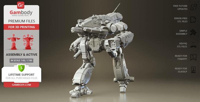 MWO Bushwacker 3D Printing Model | Assembly + Active