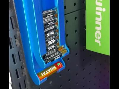 Battery Organizer for AA and AAA Batteries, compatible with Pegboard