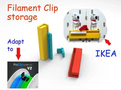 Filament clip, adaptable to IKEA pegboard