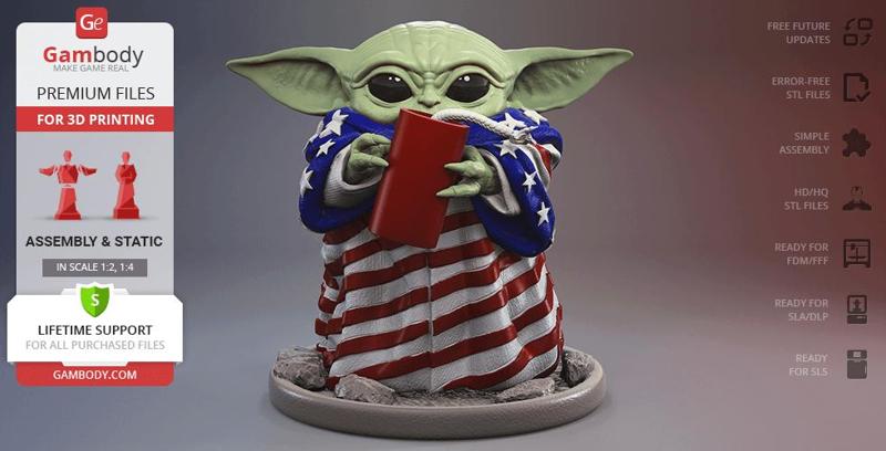 Grogu July 4th STL files for 3D Printing | Assembly Model