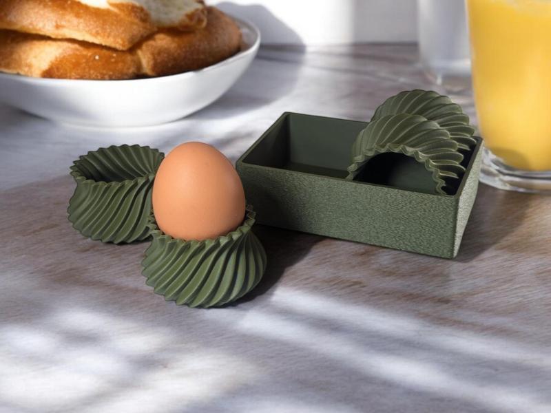 Set of 4 Modern Style Egg Cups with Storage Box
