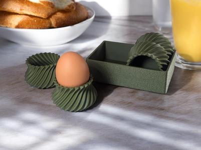 Set of 4 Modern Style Egg Cups with Storage Box