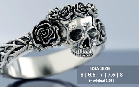 Skull and Roses Ring