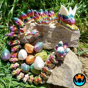 EASTER DRAGON, EASTER BUNNY DRAGON ARTICULATING FLEXI WIGGLE PET, PRINT IN PLACE, FANTASY HOLIDAY DRAGON