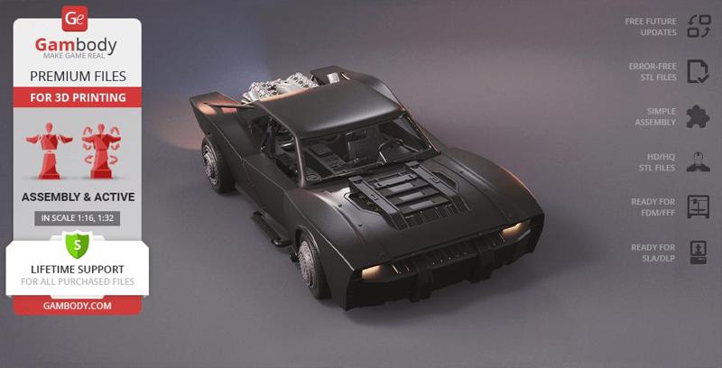 Batmobile 2022 3D Printing Model | Assembly + Active