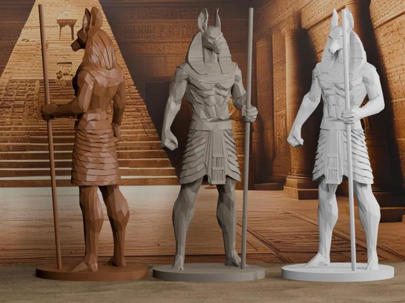 Egyptian Anubis low-poly Statue