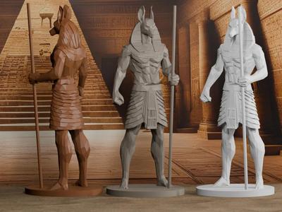 Egyptian Anubis low-poly Statue
