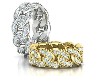 DIAMOND Cuban Link Heavy Chain Ring 9mm Wide 8US Size 3dmodel