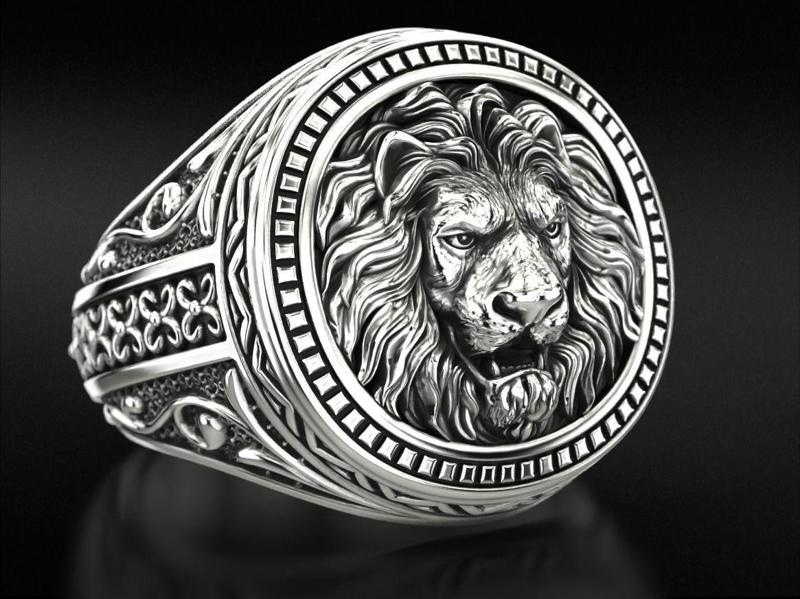 Patterned lion ring 780