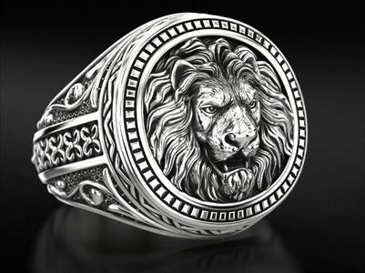 Patterned lion ring 780