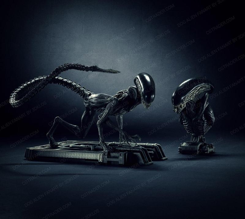 Dog Alien Crawling and BUST – fanart printable STL