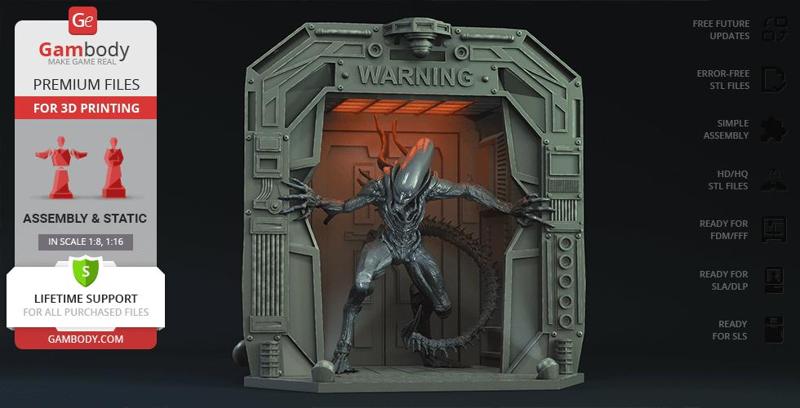 Alien Xenomorph Escape STL files for 3D Printing | Assembly Model