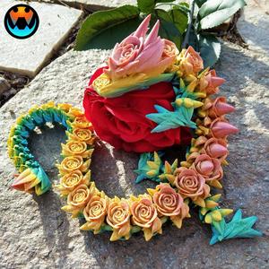 ROSE DRAGON, VALENTINE’S DAY, ARTICULATING FLEXI WIGGLE PET, PRINT IN PLACE, FANTASY