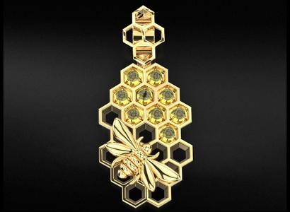 Pendant with honeycombs on which a bee sits 723