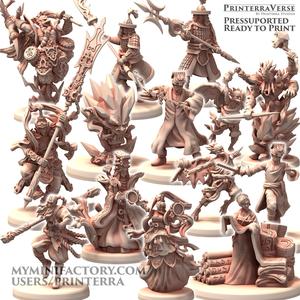 010 CHINESE Ancient Mythical Warrior God Goddesses with Taoist Tailor Ice Elemental and Thunder God Lei Gong and Monk