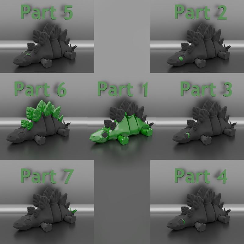 Articulated Stegosaurus - separated Parts Puzzle!