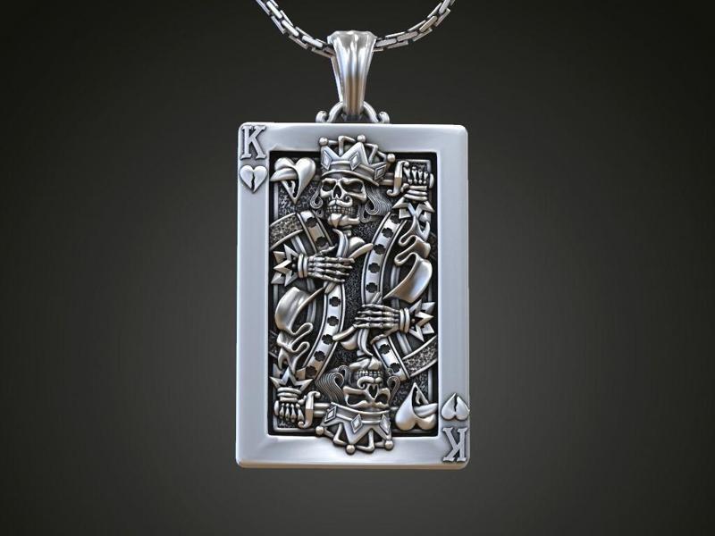 Pendant playing card undead King  of Hearts