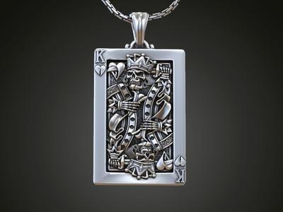 Pendant playing card undead King  of Hearts