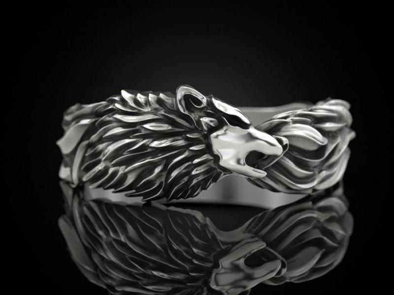 Wolf band ring