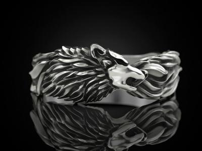 Wolf band ring