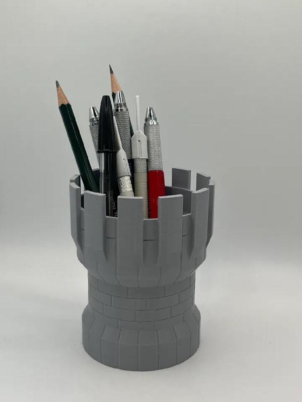 Medieval tower pencil pot   