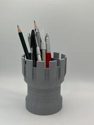 Medieval tower pencil pot   