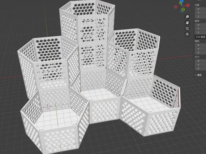 Hexagonal perforated storage box, integrated, one-click printing, user-friendly