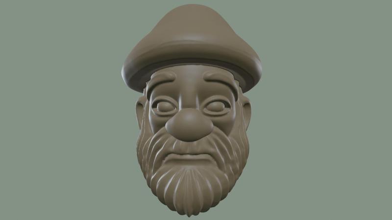 Sad Forest Gnome 3D Printable Stylized Mushroom Dwarf Bust