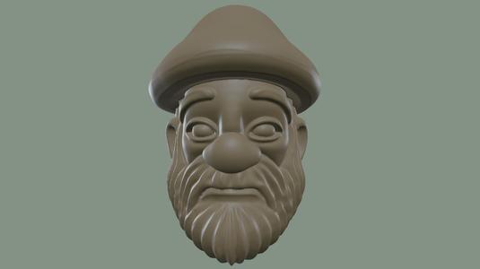 Sad Forest Gnome 3D Printable Stylized Mushroom Dwarf Bust
