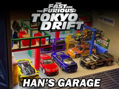 Fast & Furious Tokyo Drift Han’s Garage (For Hot Wheels & 1/64 Scale Cars)