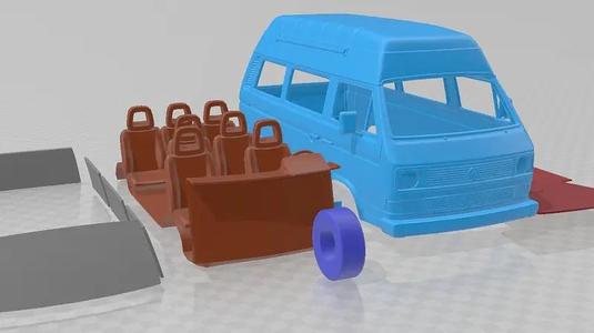 Volkswagen Transporter T3 Passenger Van High Roof 1980 Printable