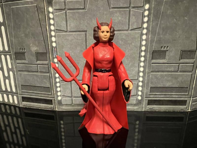 STAR WARS PRINCESS LEIA OF DARKNESS DEVIL, HALLOWEEN SPECIAL 2023, CUSTOM UNPRODUCED KENNER, HASBRO ACTION FIGURE, 3.75", 1/18, 5POA