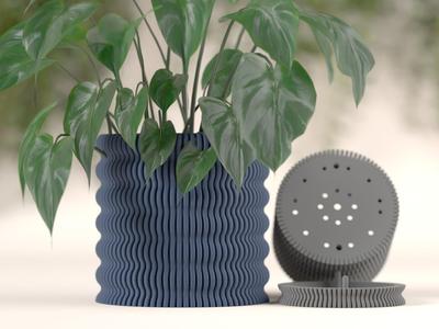 Modern Plant Pot With Hidden Drip Tray. Planter