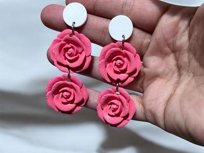 Long earrings two roses