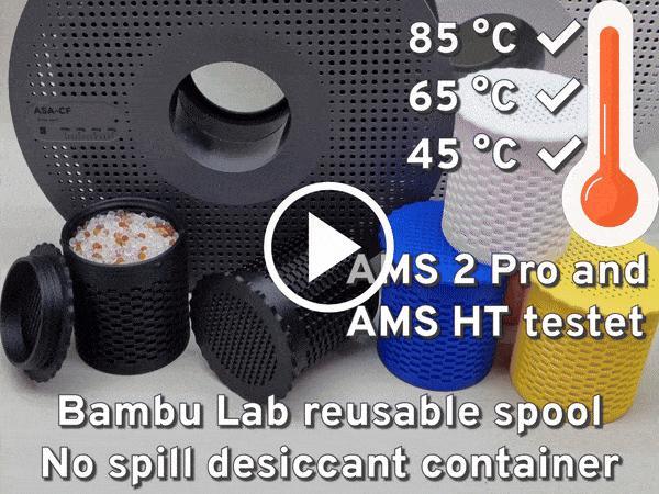 No spill Bambu Lab spool desiccant container