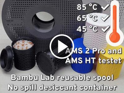 No spill Bambu Lab spool desiccant container
