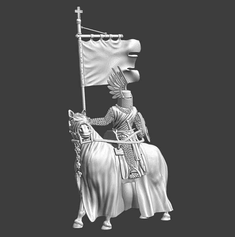 Medieval Winged Knight – Mounted with banner