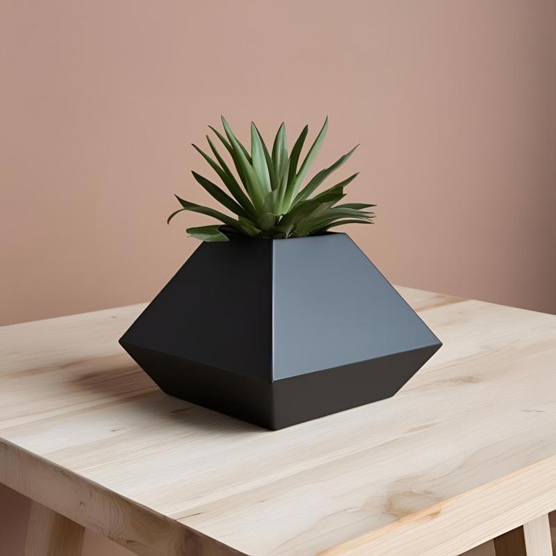 Modern Minimalist Pyramid Planter, Decor Vessel