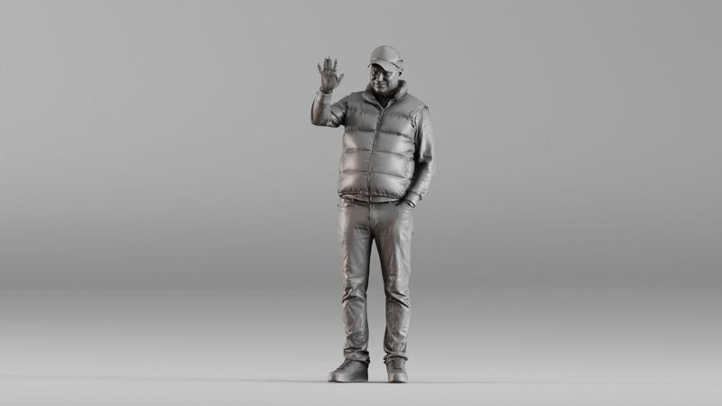 001615 Casual Man Waving Friendly Urban Character 3dp