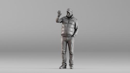 001615 Casual Man Waving Friendly Urban Character 3dp