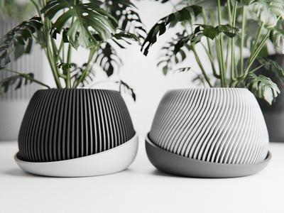 Japandi Planter (2 versions, automatic watering)
