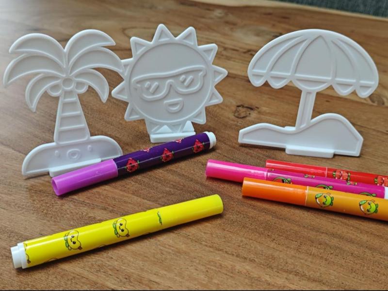 Summer coloring plate with stand (Set 2)