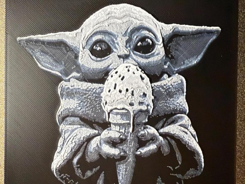 Starwars Grogu Eating Icecream Hueforge