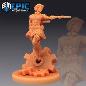 Gunner Dorothy Shooting / Female Human Soldier / Steampunk Tech Character