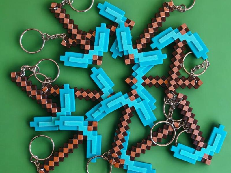 Minecraft Pickaxe Keychain