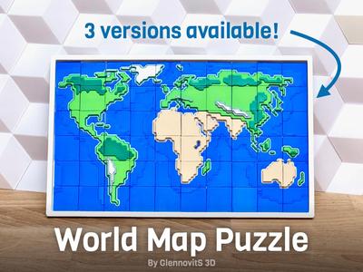 World Map Puzzle (layered rounded cartoony)