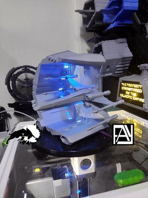 Suspended X-Wing with LED strips
