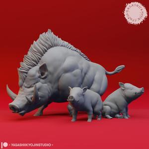 Giant Boar + Piglets – Tabletop Miniature