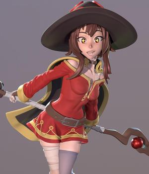 Megumin and Chomusuke Main Version 3D Print Model