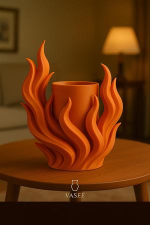 Flame-shaped vase art organizer for bold warmth
